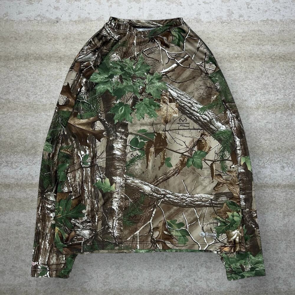 Vintage 90s Realtree Shirt Mens L Hunting Camo Polyester Long Sleeve Woodland
